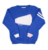 ISABELLE'S INTARSIA SWEATER - BARBADOS BLUE & PALM BEACH PINK WITH MEGAPHONE
