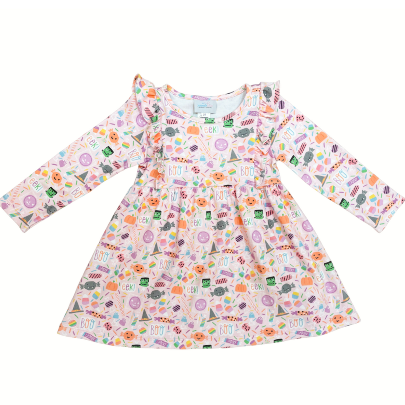 James & Lottie Girls Sally Knit Bloomers Set - Pink Halloween Ghosts main image 1