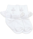 SMOOTH TOE CHRISTENING LACE SOCKS 1 PAIR