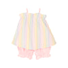 LAINEY'S LITTLE SET - RAINBOW ROLLER SKATE STRIPE WITH PALM BEACH STRIPE