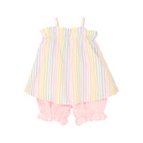 LAINEY'S LITTLE SET - RAINBOW ROLLER SKATE STRIPE WITH PALM BEACH STRIPE