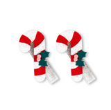 LILIES & ROSES CANDY CANE RED STRIPS ALLIGATOR CLIPS (PAIR)