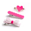 LILIES & ROSES COMBO BOW TIE PINK POLKA DOTS ALLIGATOR CLIPS (SET OF 3)