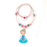 LILIES & ROSES CUTE DOLL BLUE DRESS NECKLACE