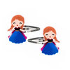 LILIES & ROSES CUTE DOLL DARK BLUE DRESS SNAP CLIPS (PAIR)