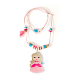 LILIES & ROSES CUTE DOLL LIGHT PINK DRESS BEADS NECKLACE
