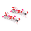 LILIES & ROSES FAT BOW RED/PINK HEART ALLIGATOR CLIPS (PAIR)