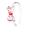 LILIES & ROSES FAT BOW RED/PINK HEARTS CLEAR HEADBAND