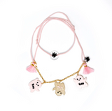 LILIES & ROSES GHOST GLITTER GOLD + LIGHT PINK NECKLACE