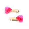 LILIES & ROSES LOLLIPOP HEART CLEAR PINK ALLIGATOR CLIPS (PAIR)