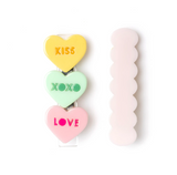 MULTI CANDY HEART PASTEL SHADES ALLIGATOR CLIPS (PAIR)