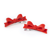 LILIES & ROSES BOW TIE RED ALLIGATOR CLIPS (PAIR)