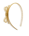 LILIES & ROSES THIN BOW GLITTER GOLD HEADBAND