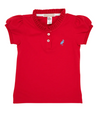 LITTLE MISS PRIM & PROPER POLO - RICHMOND RED WITH PARK CITY PERIWINKLE STORK