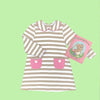 PETUNIA PLAY DRESS - KEENELAND KHAKI STRIPE WITH HAMPTONS HOT PINK