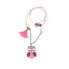 LILIES & ROSES OWL NECKLACE - SATIN PINK