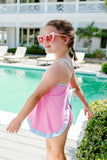 SANCTUARY SCALLOP SWIMSUIT - HAMTONS HOT PINK WITH BEALE STREET BLUE & WORTH AVENUE WHITE