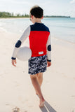 WAVE SPOTTER SWIM SHIRT - NANTUCKET NAVY, WORTH AVENUE WHITE & RICHMOND RED