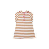 PETUNIA PLAY DRESS - KEENELAND KHAKI STRIPE WITH HAMPTONS HOT PINK