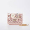 PINK FLORAL SHINNY QUILTED PURSE