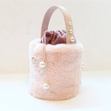 PINK FURRY BUCKET PURSE