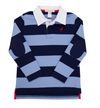 ROLLINS RUGBY SHIRT - NANTUCKET NAVY & PARK CITY PERIWINKLE STRIPE WITH RICHMOND RED STORK