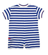 ROYAL BLUE STRIPE KNIT SHORTALL WITH DINOSAUR