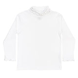 WHITE RUFFLE KNIT TURTLE NECK