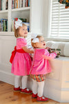 CINDY LOU SASH DRESS - HAMPTONS HOT PINK WITH WORTH AVENUE WHITE & RICHMOND RED