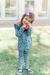 LONG SLEEVE VIOLET FLORAL TUNIC TOP & LEGGING SET