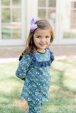 LONG SLEEVE VIOLET FLORAL TUNIC TOP & LEGGING SET