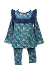 LONG SLEEVE VIOLET FLORAL TUNIC TOP & LEGGING SET