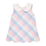 LUANNES LUNCH DRESS - SPRING PARTY PLAID WITH PALM BEACH PINK