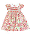 ROSE RED FLORAL SMOCKED WAIST DRESS