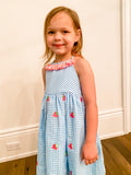 COTTON KIDS STRAWBERRY EMBROIDERY DRESS