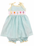 HELEN ICE CREAM SMOCKED BLOOMER SET