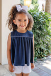 SLEEVELESS DOWELL DAY TOP - NANTUCKET NAVY WITH WORTH AVENUE WHITE