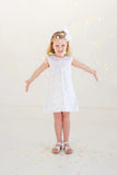 LUANNE'S LUNCH DRESS - SPRINKLE KINDNESS & CONFETTI WITH HAMPTONS HOT PINK