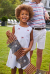 BOW BACK DRESS - FLAG EMBROIDERY