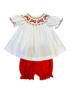 LULU BEBE BOW SMOCKED BISHOP BLOOMER SET