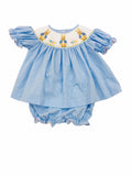 LULU BEBE EMMA SMOCKED BISHOP DRESS - BUNNY