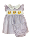 LA LUNA LSU SMOCKED TIGER BLOOMER SET