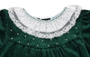 LUXE GREEN VELVET FLOAT DRESS - LACE COLLAR & PEARLS