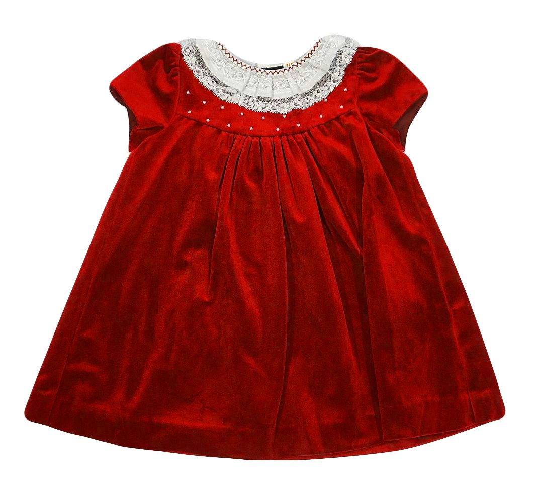 LUXE RED VELVET FLOAT DRESS - LACE COLLAR & PEARLS MiMi Kids LUXE RED VELVET FLOAT DRESS - LACE COLLAR & PEARLS MiMi Kids