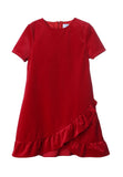 LUXE RED VELVET RUFFLES DRESS