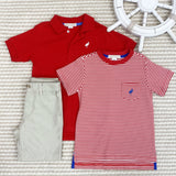 PRIM & PROPER POLO - RICHMOND RED WITH WORTH AVENUE WHITE STORK